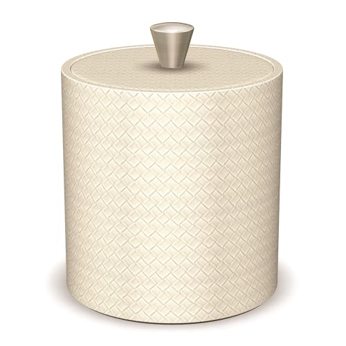 Jumbo Woven Emboss Leather Match Round Ice Bucket, 3 Quart, Ivory